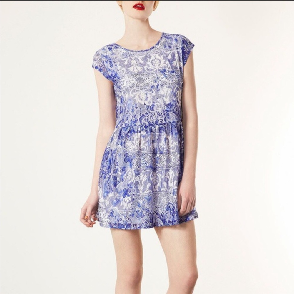 TOPSHOP Blue and White Dress Size 8